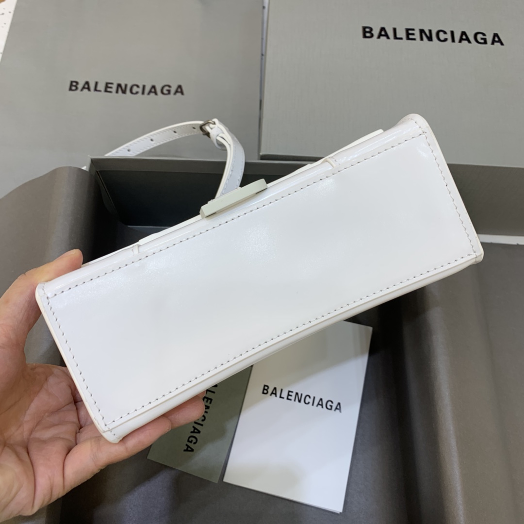 Balenciaga Hourglass XS Handbag Box Calfskin Shoulder Bag White